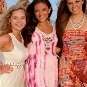 Pink embellished, tie dye, free people dress